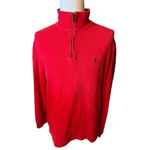 Ralph Lauren Polo Red Quarter Zip Pullover Sweater Men’s XL 100% Cotton Holiday